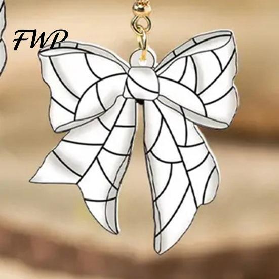 Dangle Earrings 1 Pair Sports Ball Bow Hook 2D Acrylic Rugby Football Basketball Bowknot Tennis Baseball Drop Lovers Gifts Ear Jewelry