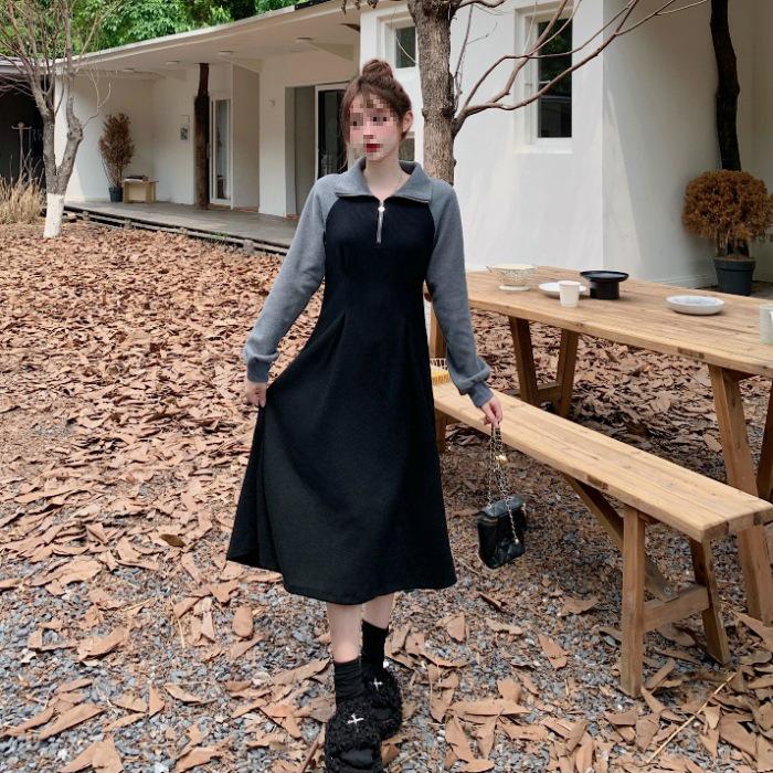 

Платье с воротником-поло весна-осень 2024 г.: Стиль колледжа, милый дизайн, доступны длинные и короткие модели для женщин 3XL