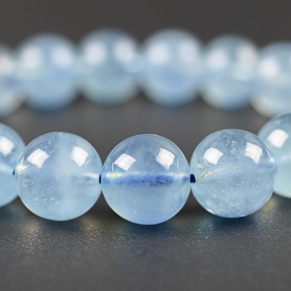 Eigado Aquamarin 17cm Inner Natürliche Kraft März Geburtsstein Armband, 11.7mm Perlen, Durchmesser, Stein, Stein,