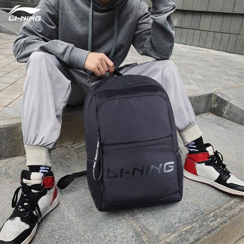 Li-Ning Travel Backpack, Large Capacity, Sport Bag, Casual Backpack, Black, 21L