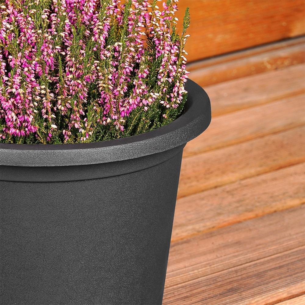 Garden Pot Outdoor Plastic Round Pot Black 23x16.5 cm