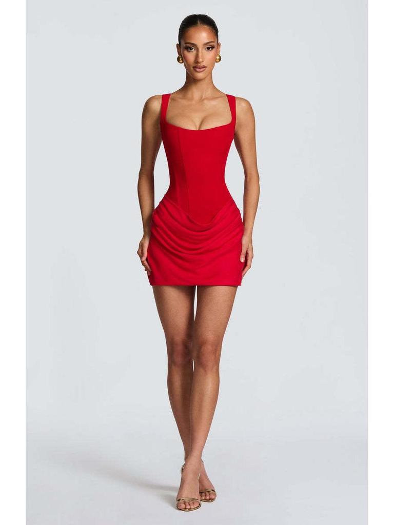 2025 European and American Spaghetti Strap Sexy Sleeveless Tie-Back Short Dress