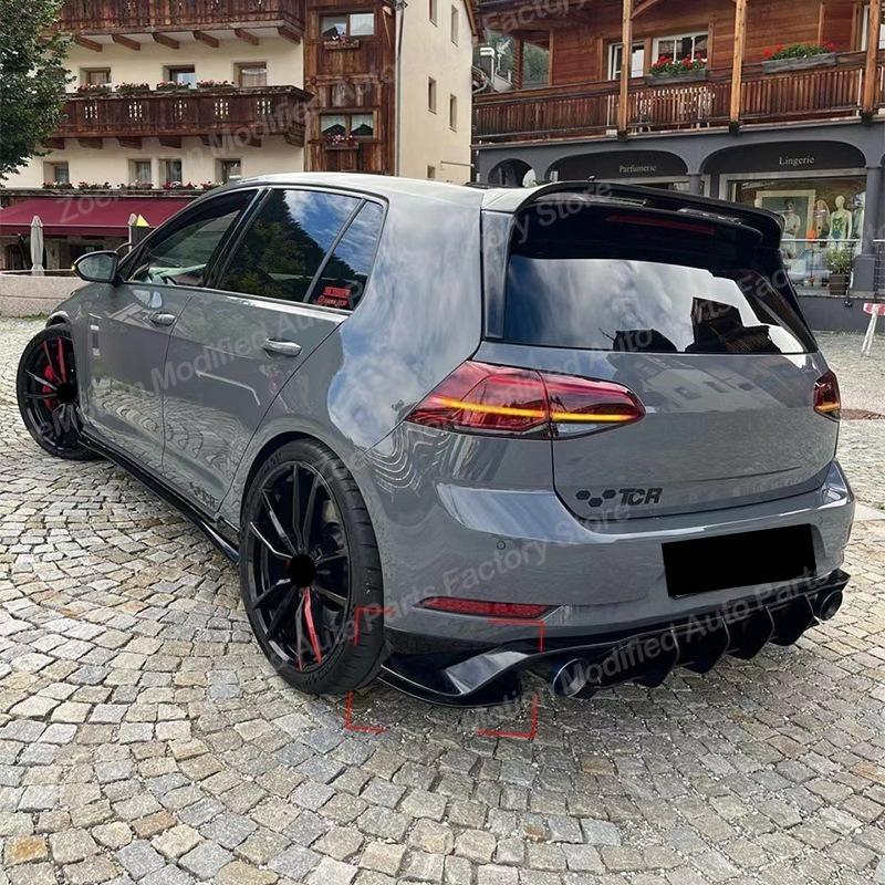 Para Volkswagen Golf MK7.5 GTI TCR 2017-2020 Difusor Trasero Placa Spoiler Labio Splitter Kit de Carrocería Tuning Accesorios para Coche