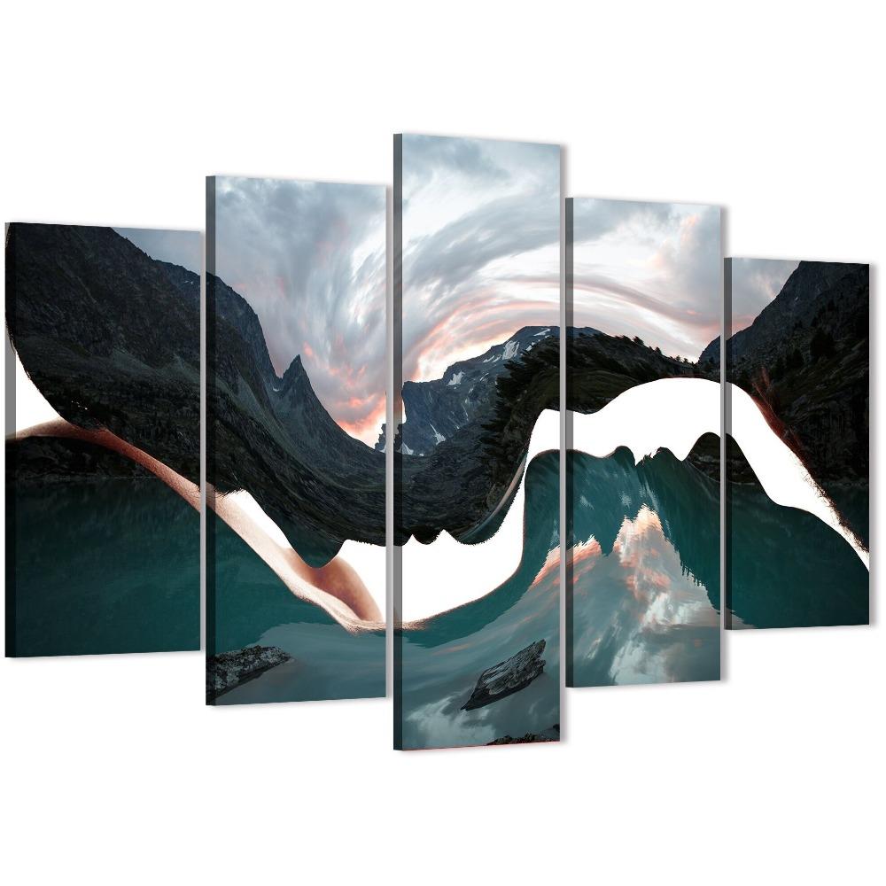 

Набор из 5 предметов «Абстракции любви» модульная настенная живопись на холсте, украшение для семейной гостиной XLarge Size Unframed Canvas