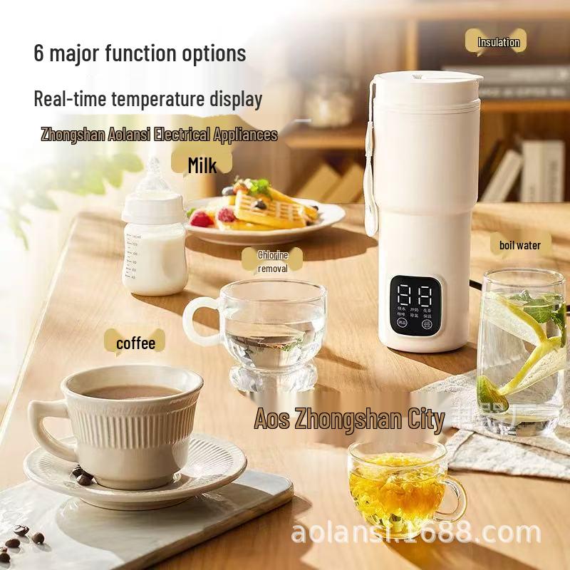 Portable Electric Kettle: Compact Insulated Travel Cup with Thermostat