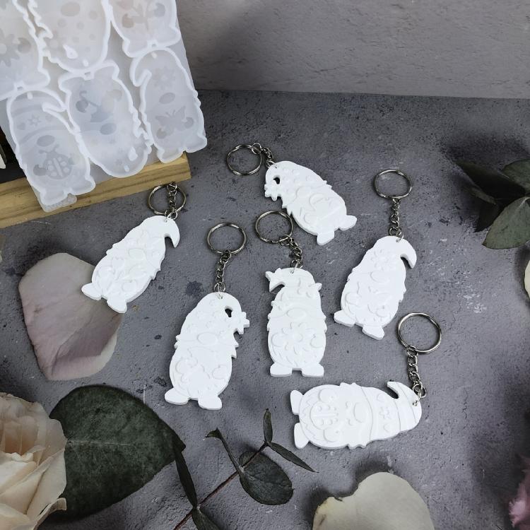 6 Cavity Keychains Molds Pendant Moulds Resin Molds Gnome Shape Jewelry Part Molds Silicone Texture for Crafting Pendant