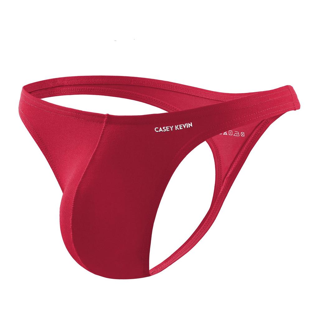 Casey Kevin Sexy 3D Bamboo Solid Size XL Men's T-Back Jockstraps, Briefs, Construction, Fiber, Lightweight, Breathable, Color, CK4073, Red,