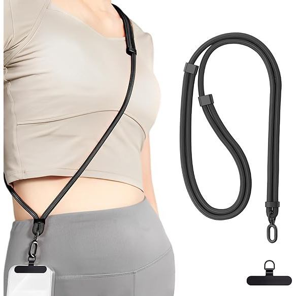 Cordón de Teléfono Ajustable Universal Correa de Collar Cruzada Funda de Teléfono Cuerda Larga para Colgar con Clip Antiperdida Duradero y Resistente