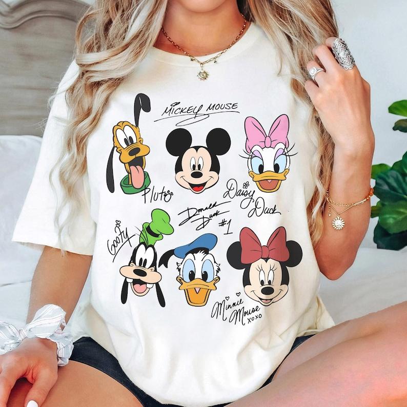 Vintage Mickey and Friends Signatures Shirt Magical Sweatshirt Disney Characters Tee Mickey  Co Gift Disney Tee S