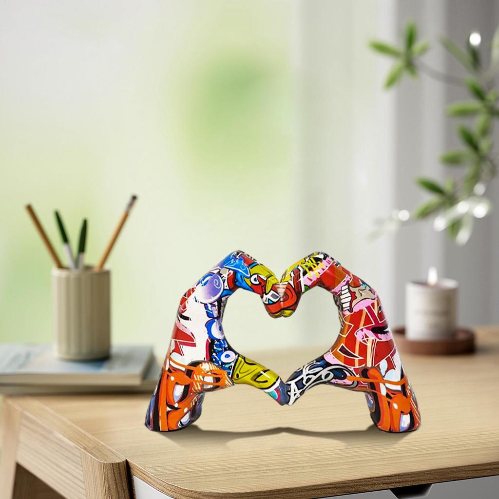 Herz Hände Skulptur Bunte Graffiti Liebesgeste Verzierung Bunte Malerei Herz Hand Skulpturen Liebesgeste Pop Art