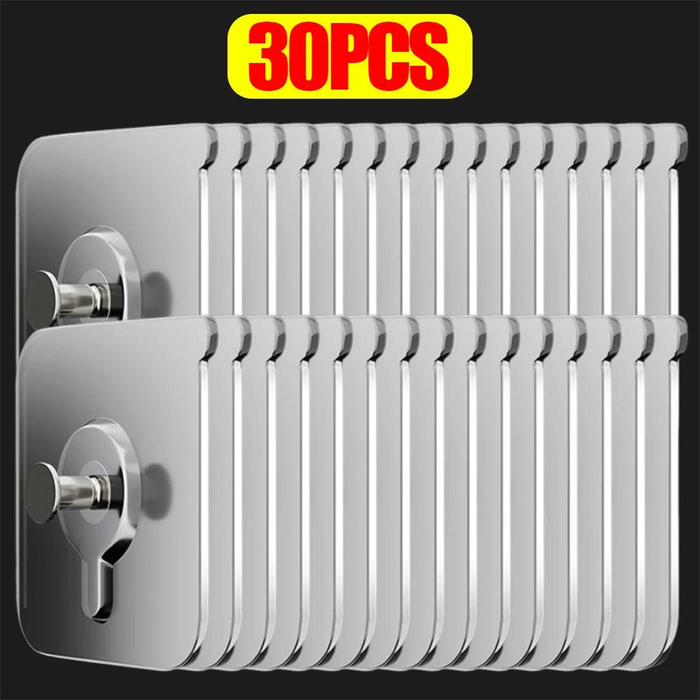 10/100Pcs Transparent Self-adhesive Wall Hooks Photo Frame Clock Screw Hook No Drilling No Nail Hanging Hangers Holder Organizer