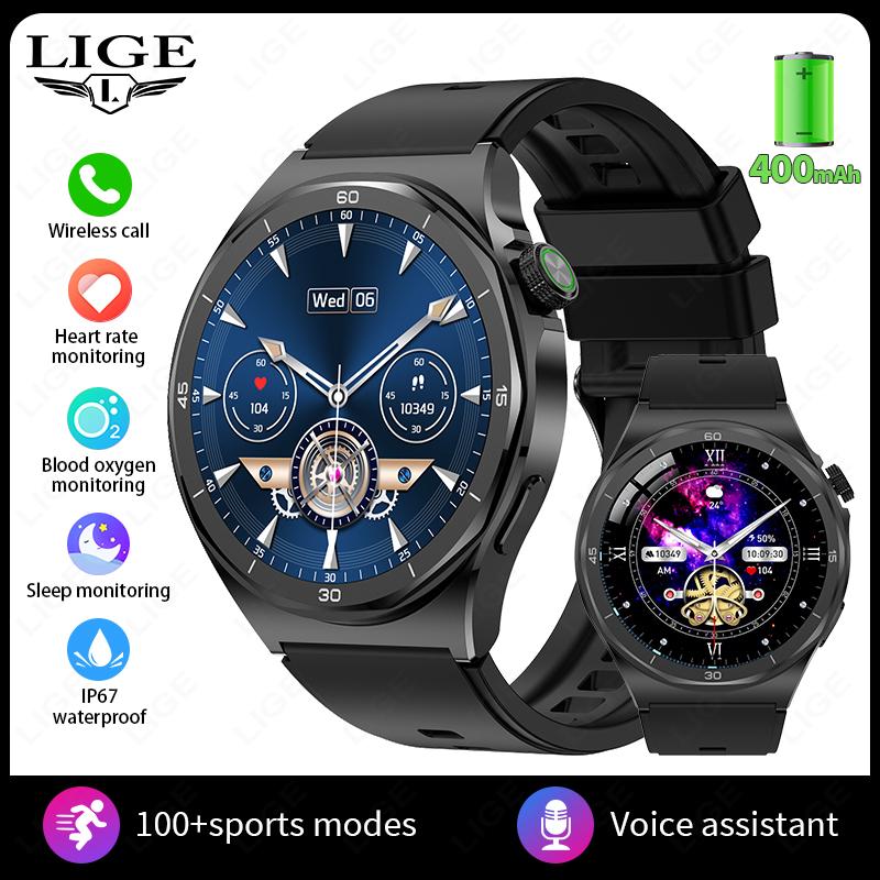 Smart Watch 400mAh Battery Waterproof For Men Bluetooth Call Message Reminder Health Monitor 100+ Sports Modes Smartwatch