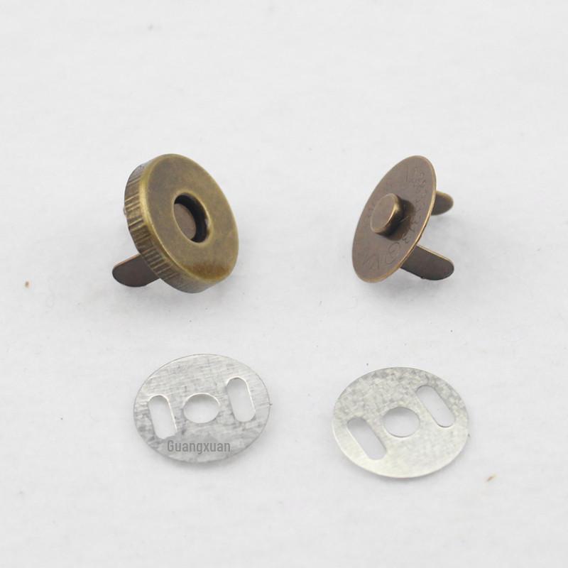 20pcs Magnetic Bronze/Silver Snap Buckles (1.8CM & 1.4CM) for Luggage and Packaging Boxes