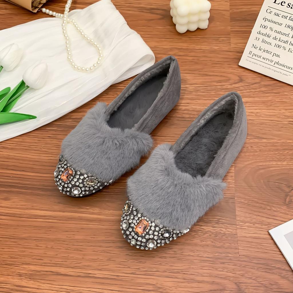 2025 winter new Mao Mao shoes women's shiny diamond platform cotton shoes women wear high-end thick velvet shoes children