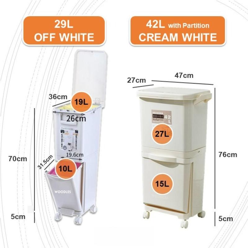Household 2 Tier Sorting Bin 360° Rotating Wheel Kitchen Rubbish Recycle Wheel Kitchen Rubbish Recycle Dustbin Large Capacity Practical Garbage Trash