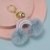 Bohemian Rainbow Fur Ball Keychain with Hand-Woven Cotton Rope and Faux Rabbit Fur Pendant