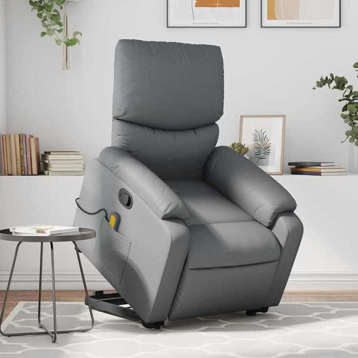 VidaXL Fauteuil inclinable de massage Gris Similicuir 3204896