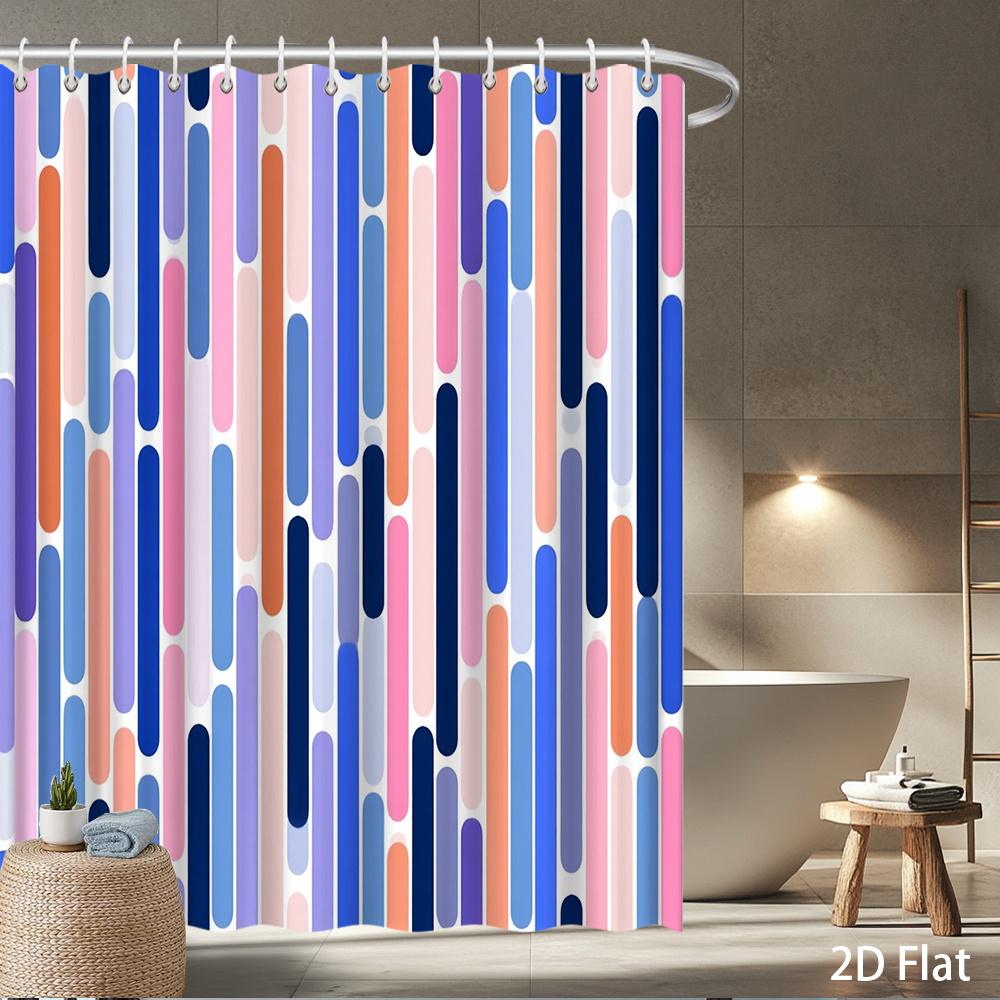 

1Pc Shower Curtain Modern Abstract Multicolor Vertical Stripes, Waterproof Machine Washable Polyester For Shower W60H190(CM)-1 Pcs