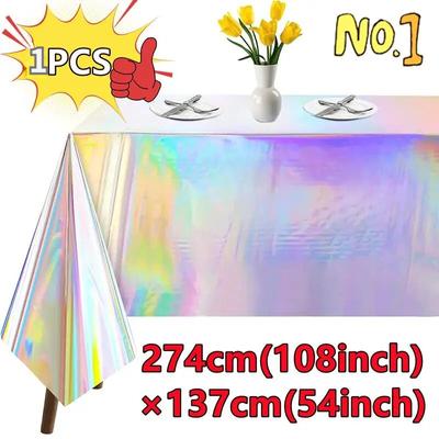 Iriescence לייזר אלומיניום סרט מפת שולחן כיסוי מסיבת יום הולדת שמח קישוט לילדים תינוק מקלחת אספקת מפות שולחן