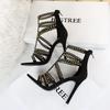 Bigtree European and American Retro Fashion 11CM Super High Heel Summer Women's Shoes Open Toe Metal Rivet ROMAN SANDALS