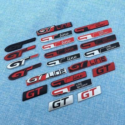 3D Car GT Line GT Sport Design Fender Bakre Trunk Body Emblem Badge Sticker för Peugeot för Kia K9 Forte Ceed Cerato RIO K3 K5 Tillbehör