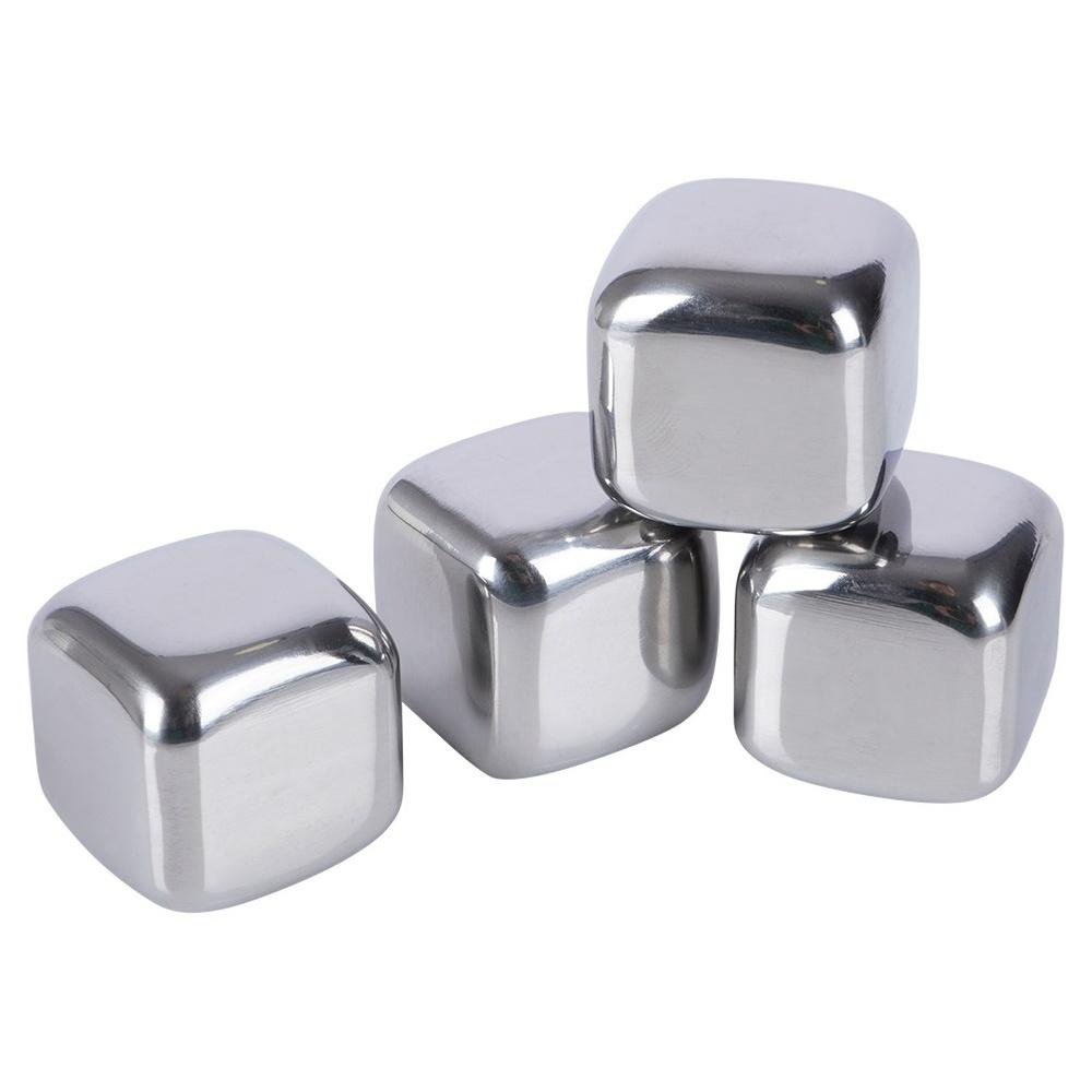 4x Kostki Lodowe Stalowe Wielorazowe Lodu Chłodzące do Whisky Drinków