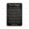 Vintage Metal Tin Sign Never Forget Motivational Quote Chic Gift Metal Signs for Man Cave Bedroom Home Wall Art Decor Plaque