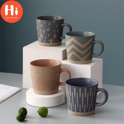 Cześć Nordic ceramiczny retro kubek do kawy prosty biurowy kubek do herbaty gruba ceramika ręcznie robiony kubek śniadaniowy do mleka para naczynia do picia