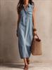  European and American new products Bohemian sleeveless imitation denim vacation medium and long women's jumpsuit