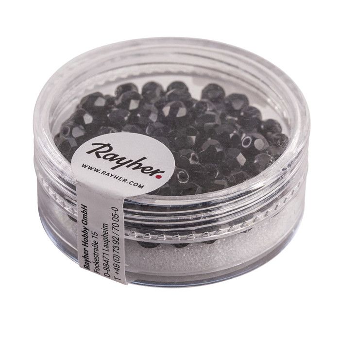 Perle facettée en verre - RAYHER - 4 mm - Vert marin - Boîte de 100 pièces