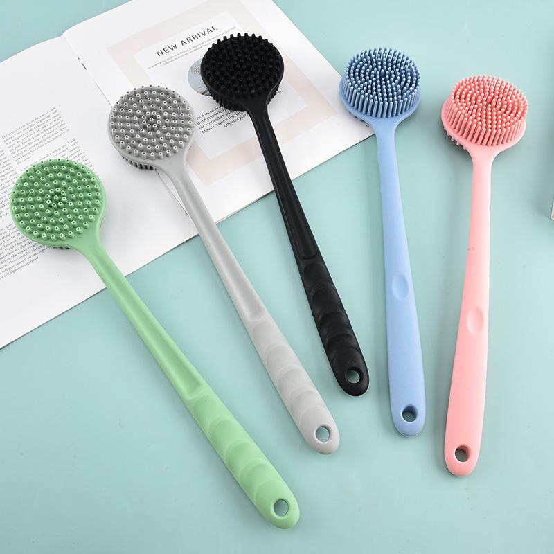 Premium Silicone Bath Brush - Soft Bristles, Long Handle, Double-Sided Back Scrubber