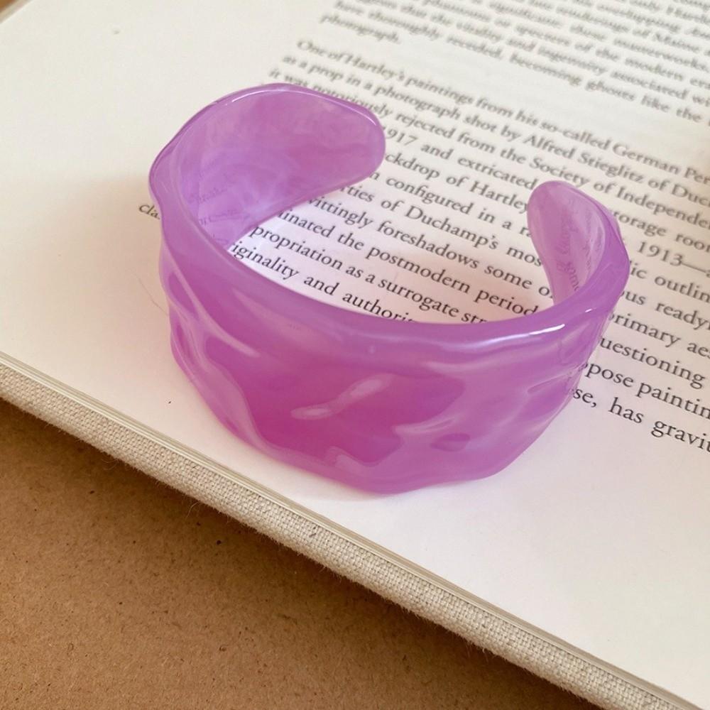 Acrylic Resin Bracelets Gradient Color Opening Bangles Boho Irregular Bracelets  For Women