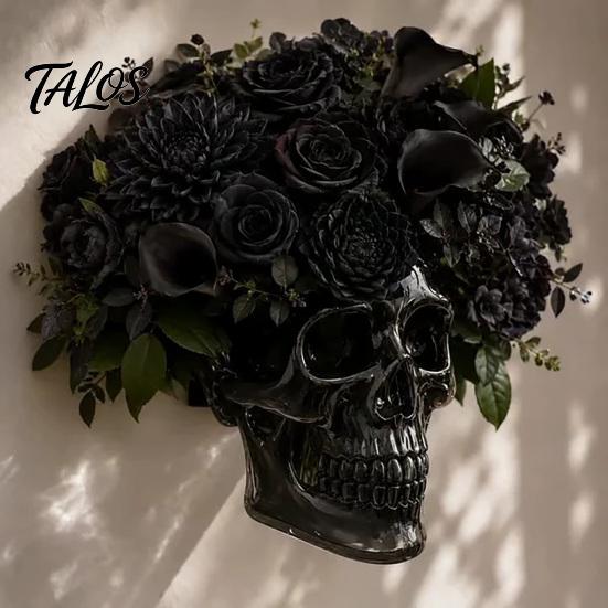 Vaso da Parete Teschio Gotico Talos, da Tavolo o da Parete, Trasparente per Fiori, per Arredamento Casa Scuro, Regalo Unico con Estetica Macabra