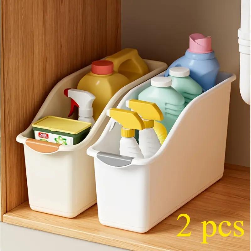 Cabinet Organizer with Wheels Large Storage Bins Adjustable Shelves Narrow Spaces Multi Use Kitchen Home Organization Box