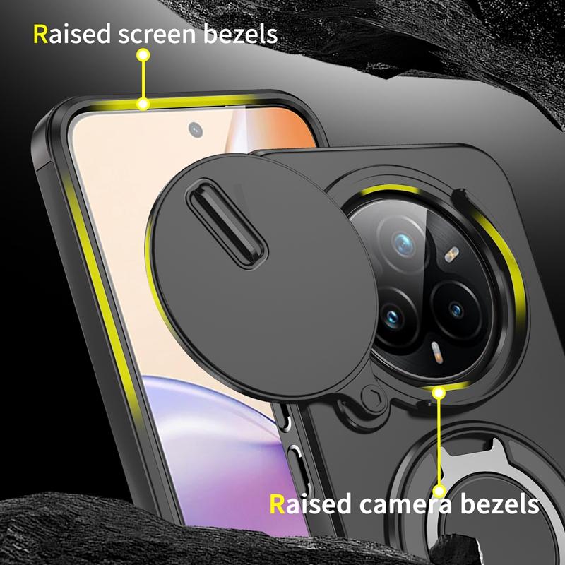 Armor Funda For OPPO Realme 14 Pro 5G Slide Camera Lens Protection Ring Stand Back Cover For Realme 14 Pro+ Plus Capa