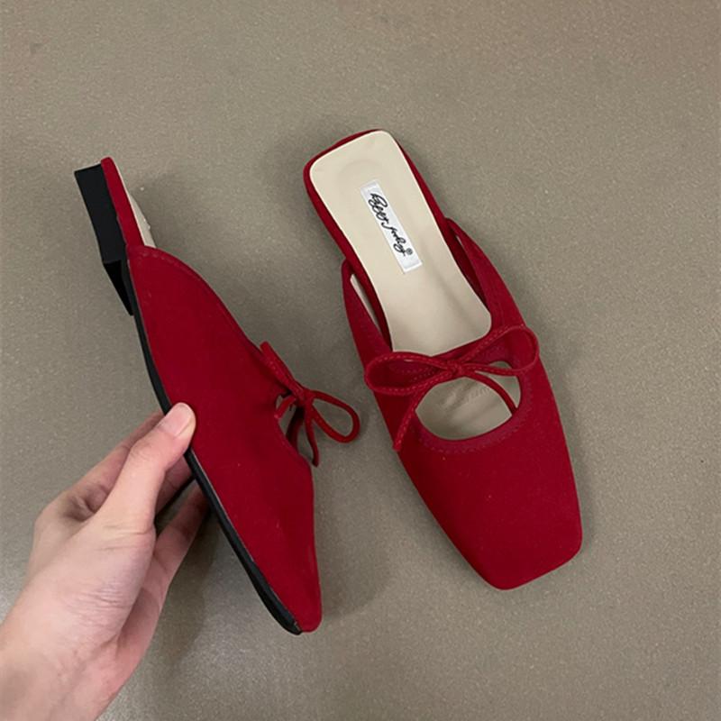 Fashion Bailamos 2025 Summer Women Flat Slippers Fashion Round Toe Slip On Mules Shoes Soft Flat Heel Outdoor Casual Dress Sandal Shoes