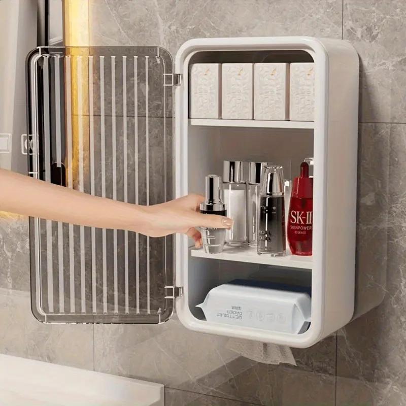 Multifunctional Household Wall-mounted Punch-free Flat Door Tissue Box Bathroom Storage Box Tissue Box Bathroom Transparent Wall-mounted Paper Box