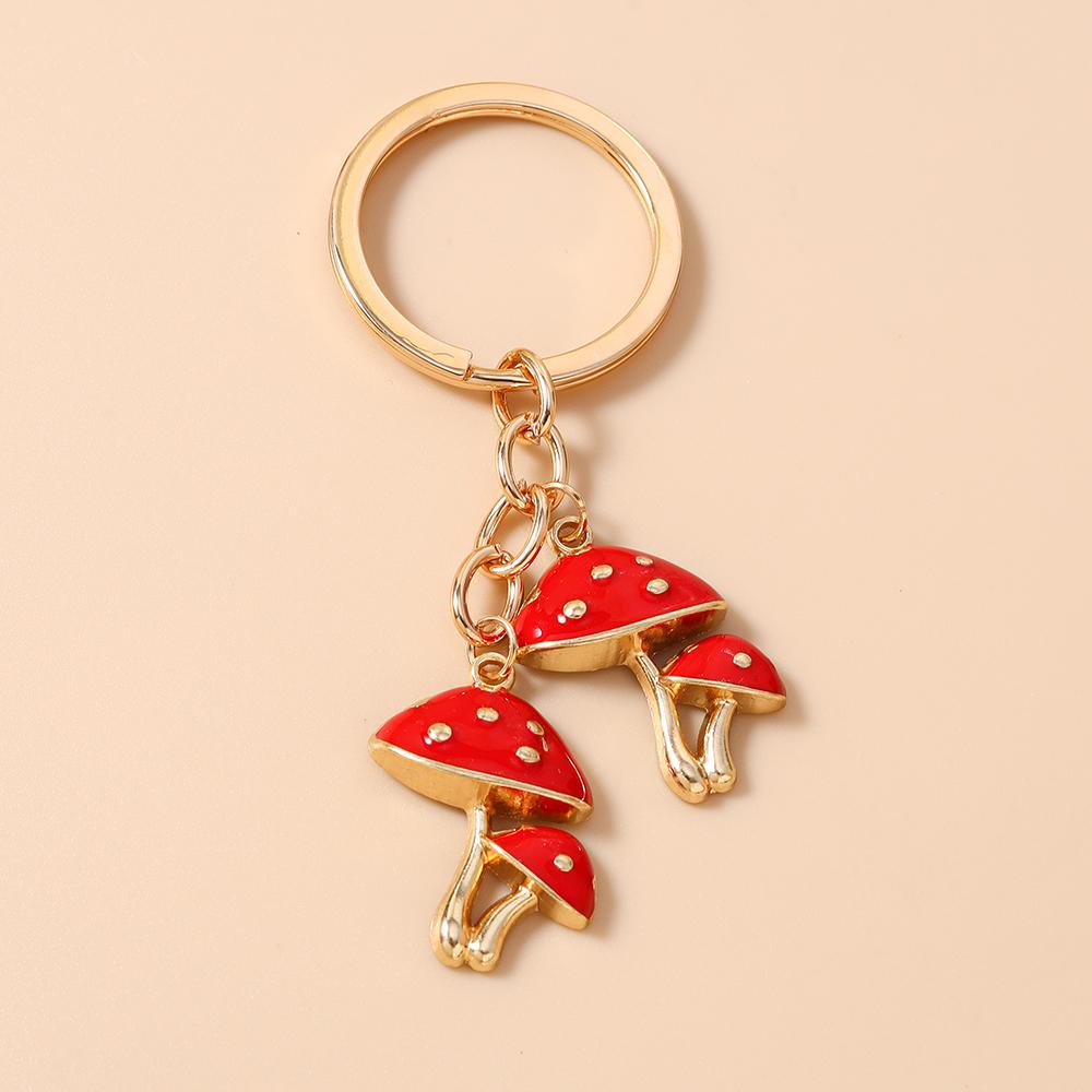 Cute Enamel Mushroom Keychain Women Girls Key Ring Pendants for Handbag Decor DIY Key Holder Jewelry Gifts