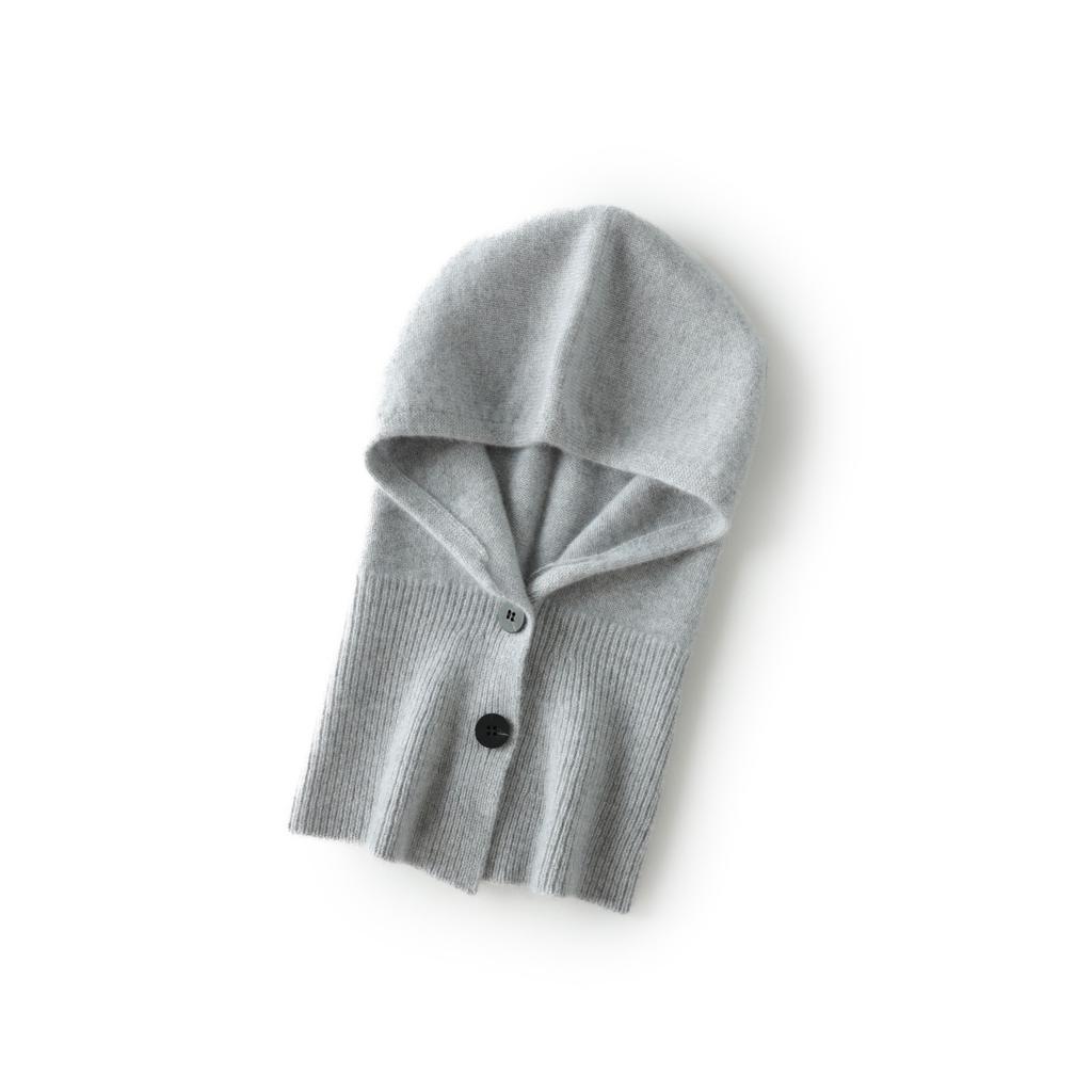 Autumn and Winter New Pure Cashmere Scarf Integrated Hat Cycling Warm Ear Protection Headgear Knitted Solid Color Hat