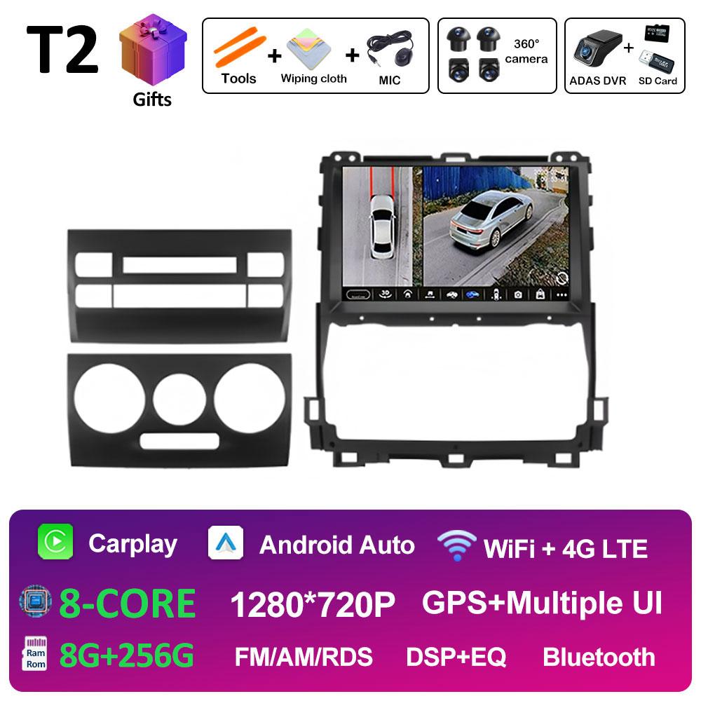 DSP Stereo For Toyota Land Cruiser Prado 120 3 III 2002 2003 2004 2005 - 2009 Android 14 Wireless Carplay GPS Navi 4G Head Unit