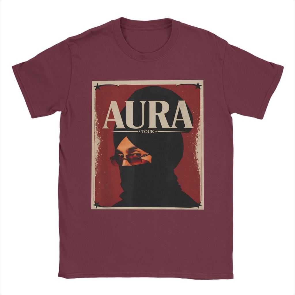 Diljit Dosanjh Aura World Tour T Shirt Unisex Vintage Pure Cotton T Shirts Summer Crew Neck Novelty Tees Casual Big Size Clothes
