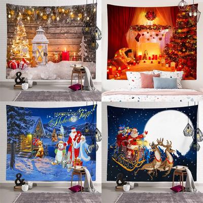Home Decor Vianoce Veselý Nový Rok Tlač Závesná nástenná Spálňa Obývacia izba Nástenná výzdoba pozadia Látka tapiz navideño