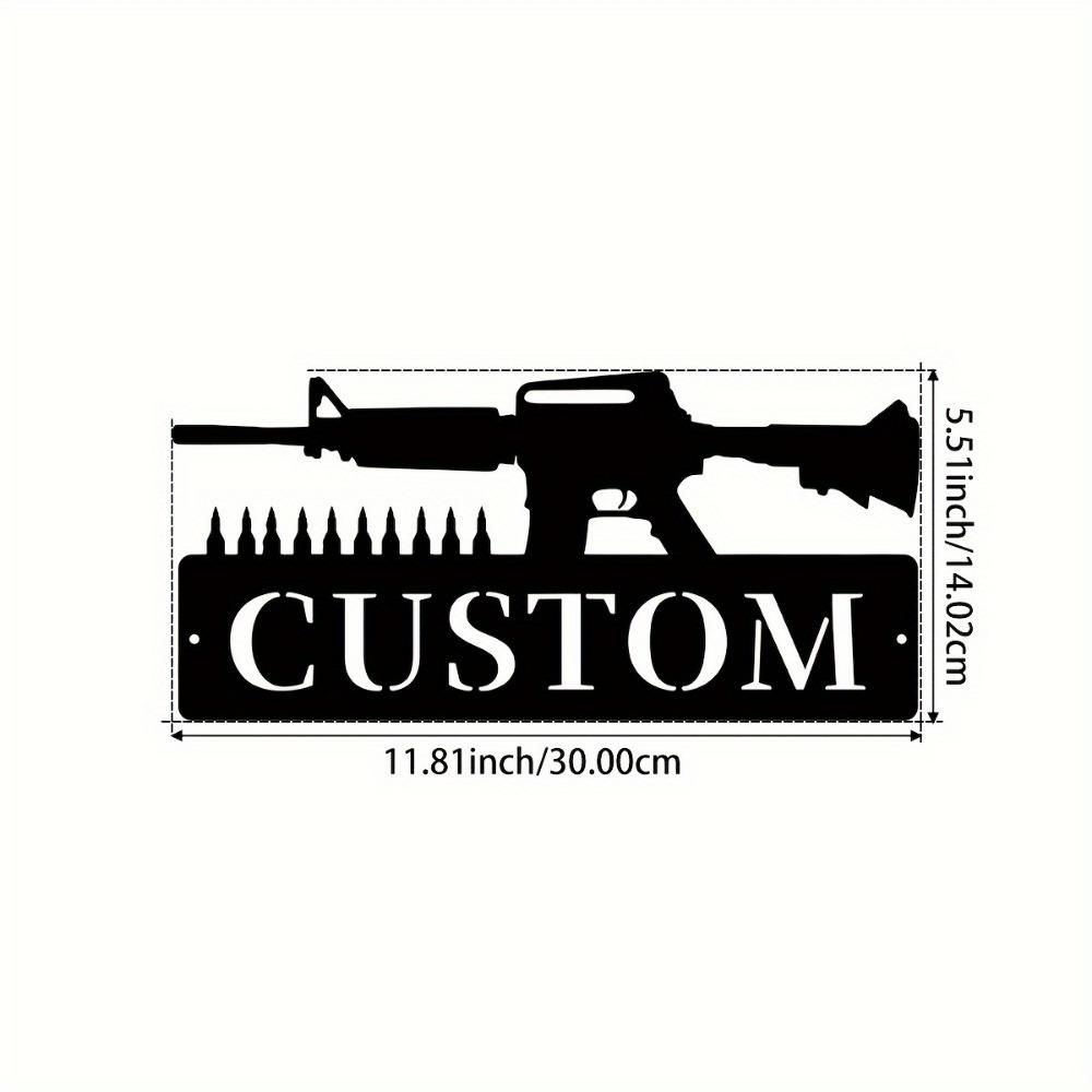 Personalized Assault Rifle & Bullet Metal Wall Art, Custom Name Sign, Farmhouse Porch Decor, Gift, Wall Sculptures