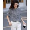 Women's 75D Chiffon Striped Stand Collar Shirt