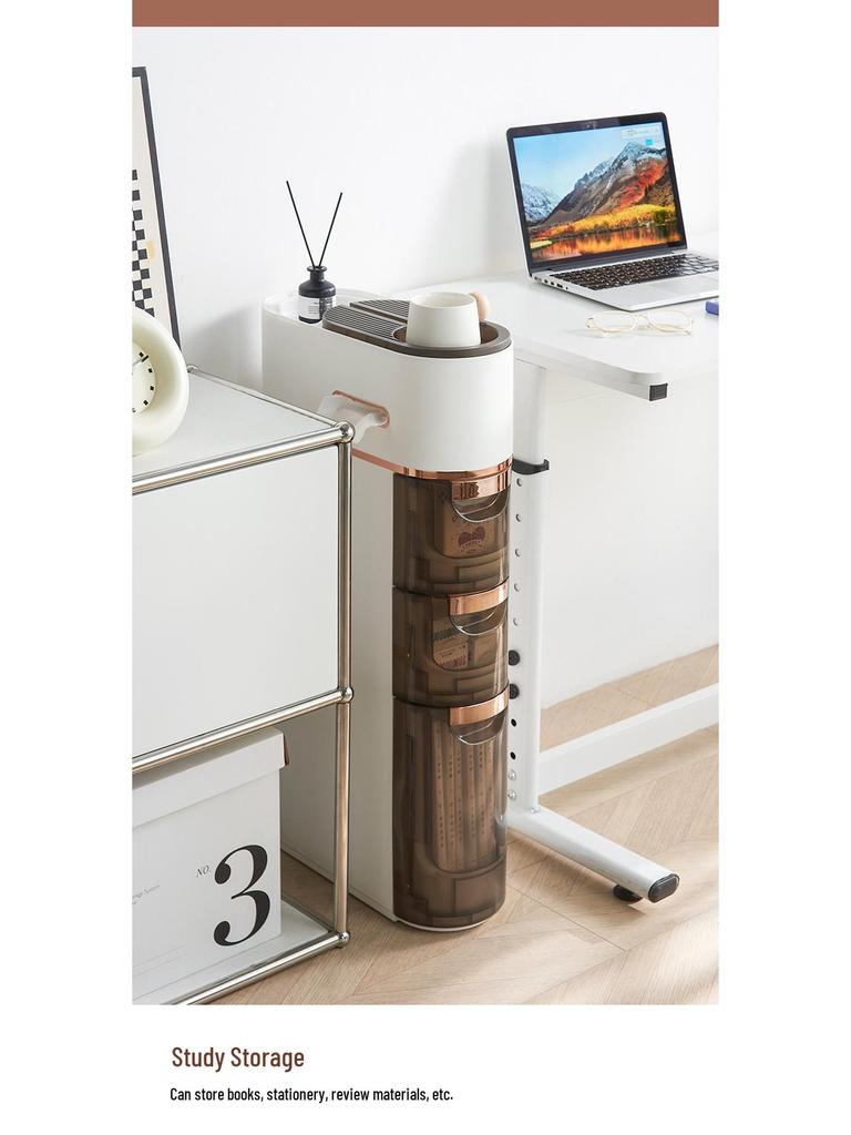 Bathroom Gap Drawer Storage Cabinet: Multi-layer Plastic, No Installation Needed.