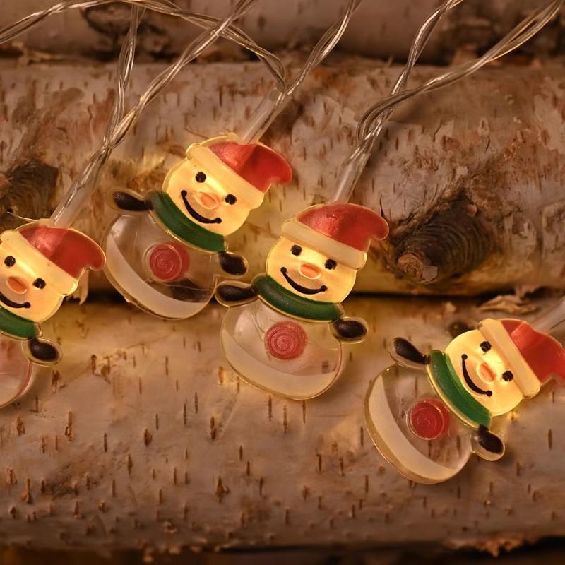 LED Lichterkette - Schmiedeeisen Weihnachtsmann & Schneemann für festliche Dekoration