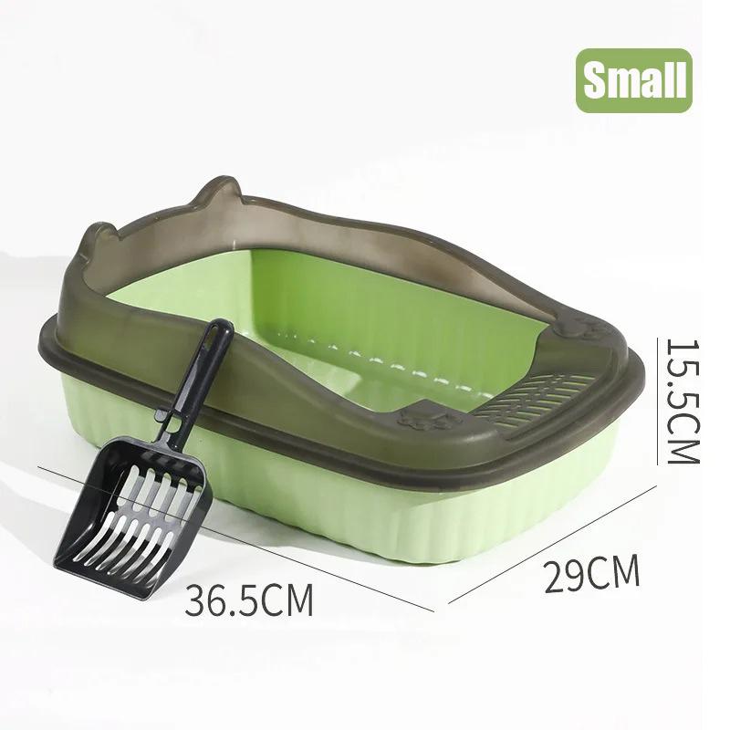 Cat Litter Box Thickening Kitty Sandbox Semi-enclosed High Side Splashproof Pet Bedpans with Litter Scoop Cleaning Cat Supplies