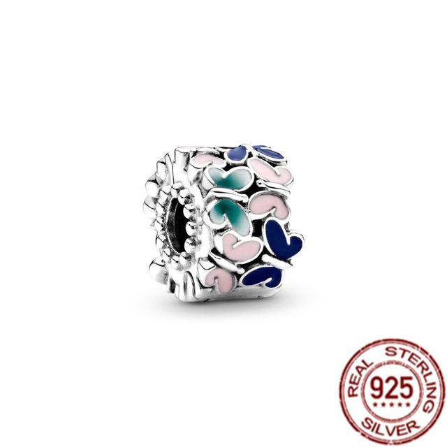 Bande de cœurs et pavé d'étoiles de mer, breloque à Clip en argent Sterling 925, perle adaptée au Bracelet de mode Original, bijoux fins, cadeau à faire soi-même