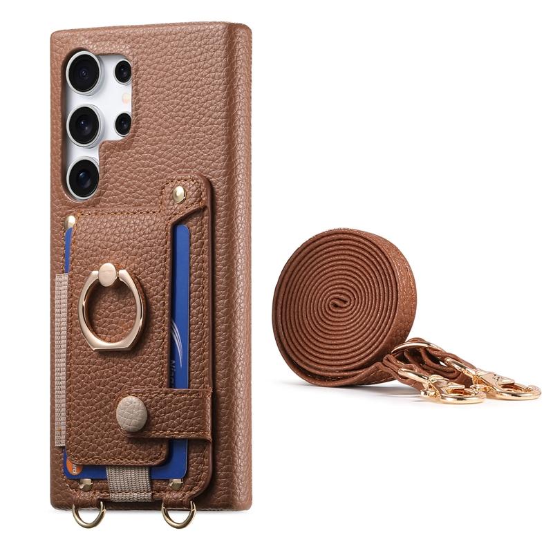 Ring Stand Card case Cover for Galaxy S21/S22/S23/S24/S25, for Samsung A13/A14/A15/A16/A23/A24 Lanyard Wallet Case Phone Cover