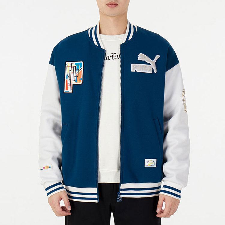Puma Retro Color Block Bomber Jacket Men Jackets Blue 537011-45